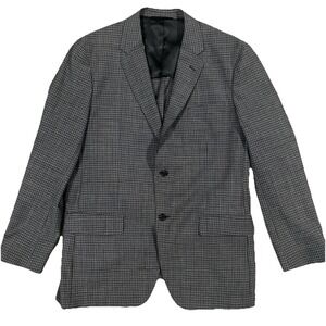 Baroni Blazer‎ Men's 42L Black Plaid 100% Wool Super 150s Sport Coat 2 Button